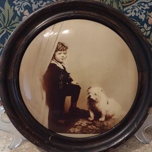 Columbia Medallion Studios Celluloid Tin Type-Early 1900's Child And Dog